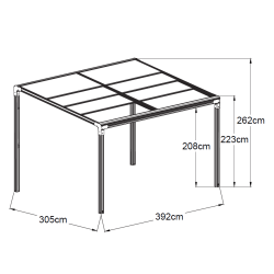 Schéma technique de la pergola LINA avec mesures exactes