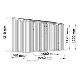 Schéma technique de l'abri de jardin en métal Fraser2bike avec mesures exactes