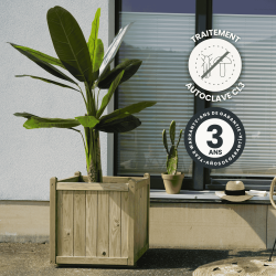 Bac à fleurs carré en bois Vendôme - 60 x 60 x 65 cm