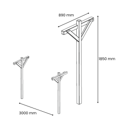Etendoir à linge - 185 x 90 x 300 cm