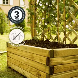 Arche Rose Treillis Avec Bac à Fleurs 86 X 38 X 150 Cm - Bois Épicéa Naturel Jardin Terrasse Balcon Brise-Vue