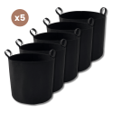 Lot de 5 sacs de plantation en feutre géotextile ø 40 cm Noir vue de face sur fond blanc