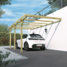 Carport ou pergola adossable Henri, ambiance avec une voiture garée en dessous, adossé a une maison moderne