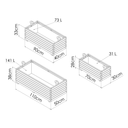 Lot de 3 bacs à fleurs rectangles Baroque