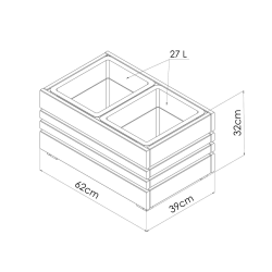 Bac Geteborg 2 pots - Lasuré - 39,4 x 61,7 x 32 cm