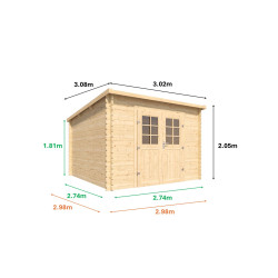 Abri de jardin en bois avec toiture mono-pente en feutre bitumé et serrure inox VALLO MODERN | 7.5m²