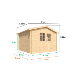 Abri de jardin en bois avec toiture en feutre bitumé et serrure inox VALLO FENETRE | 7.5m²