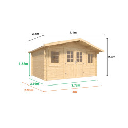 Abri de jardin en bois avec toiture en feutre bitumé et serrure inox STELO | 10m²