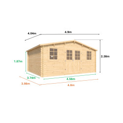 Abri de jardin en bois avec toiture en feutre bitumé et serrure inox VALLO | 17m²