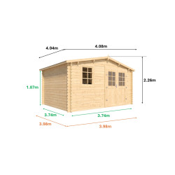 Abri de jardin en bois avec toiture en feutre bitumé et serrure inox VALLO | 14m²