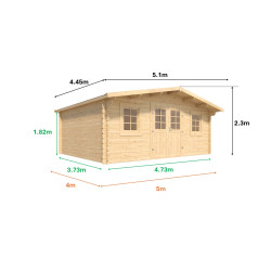 Abri de jardin en bois avec toiture en feutre bitumé et serrure inox STELO | 17,6m²