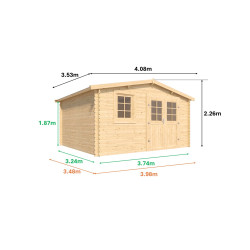 Abri de jardin en bois avec toiture en feutre bitumé et serrure inox VALLO | 12m²