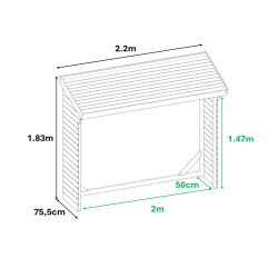 Abri bûches OLBIA - H183 x 220 x 75,5 cm