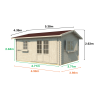 Abri de jardin en bois avec toiture en ardoise rouge - porte et fenêtres double vitrage ELISTA | 17,5m²