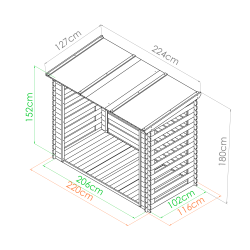 Abri bûches Côme  - 224 x 127 x 180 cm