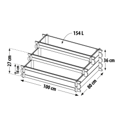 Schéma technique du carré potager ANGELIC 154L avec ses dimensions