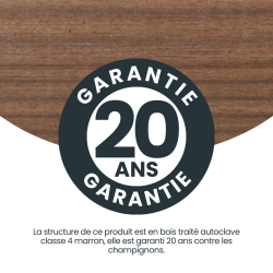 Logo illustrant la garantie de 20 ans de la structure du carport en bois Elio