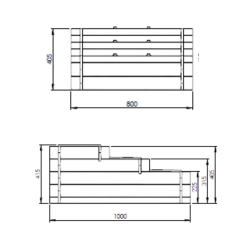 Schéma technique du carré potager UP 371L avec ses dimensions exactes