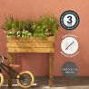 Carré Potager Surélevé Paprika 90L avec des icônes sa garantie, son traitement, et son géotextile inclus