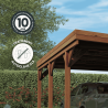 Zoom sur le carport double adossable Victor avec des icônes détaillant la garantie et le traitement du produit