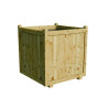 Bac à fleurs carré en bois 235L vue de 3/4