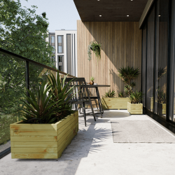 Lot de 3 bacs à fleurs Baroque en situation sur un balcon