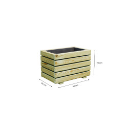 Bac à fleurs KUB 17L vue de 3/4 avec ses dimensions exactes
