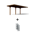 Carport adossable Victor, vue de 3/4
et les supports en H fournis