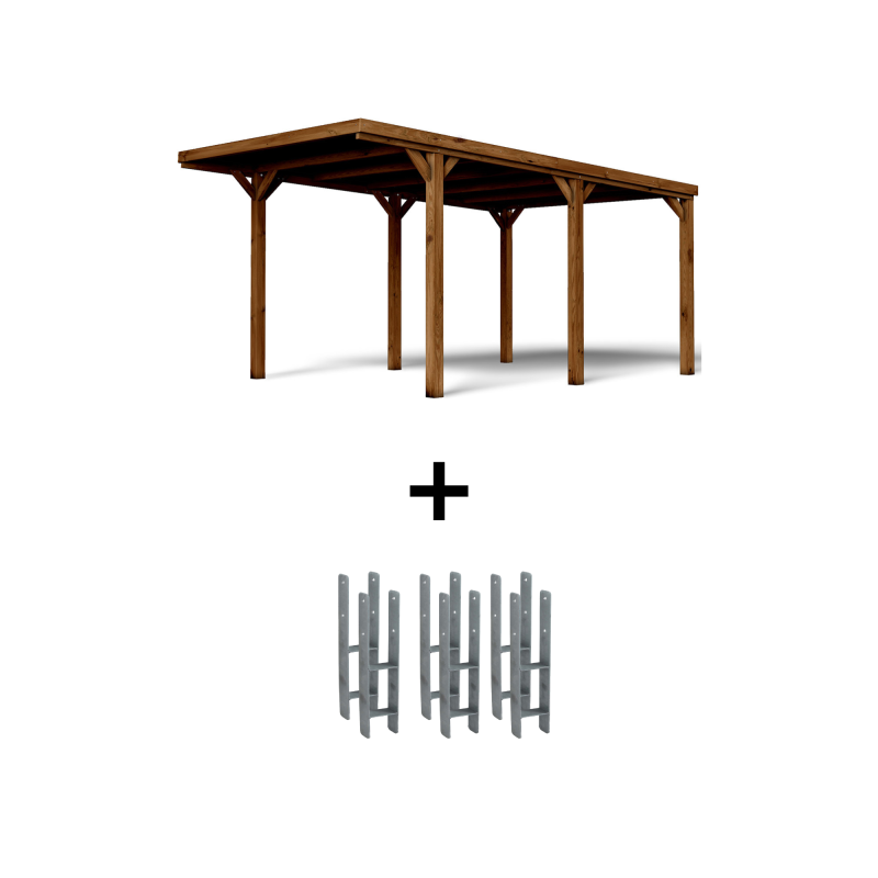 Carport simple Victor vue de 3/4 avec ses supports en H inclus