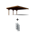 Carport double adossable Victor, vue de 3/4 et ses supports en H inclus