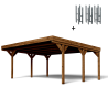 Carport double Victor, vue de 3/4 et ses supports en H inclus