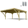 Carport double Victor Modern, vue de 3/4 et ses supports H inclus