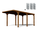Carport simple Victor vue de 3/4 avec ses supports en H inclus