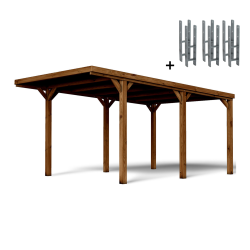 Carport simple Victor vue de 3/4 avec ses supports en H inclus
