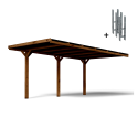 Carport adossable Victor, vue de 3/4
et les supports en H fournis