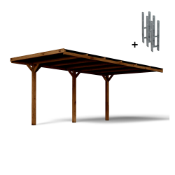 Carport adossable Victor, vue de 3/4
et les supports en H fournis
