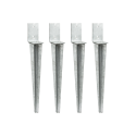 4 supports en acier galvanisé à enfoncer sur fond blanc