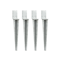 4 supports en acier galvanisé à enfoncer sur fond blanc
