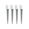 4 supports en acier galvanisé à enfoncer sur fond blanc