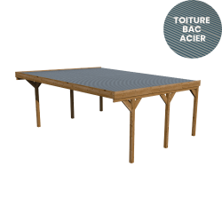 Carport double Victor premium, vue de du dessus toit bac acier
