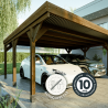 Carport double Victor en ambiance avec icônes signalant sa garantie et son traitement