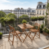Salon de jardin - une table et 2 chaises en Acacia - Ambiance vue de 3/4