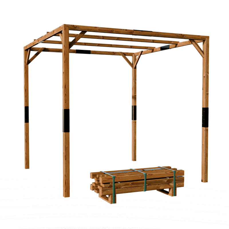 Pergola en kit SOLIA, sur fond blanc avec une image de sa palette