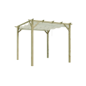 Pergola PATAGONIE avec voile d'ombrage sur fond blanc, vue de 3/4