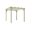 Pergola PATAGONIE avec voile d'ombrage sur fond blanc, vue de 3/4