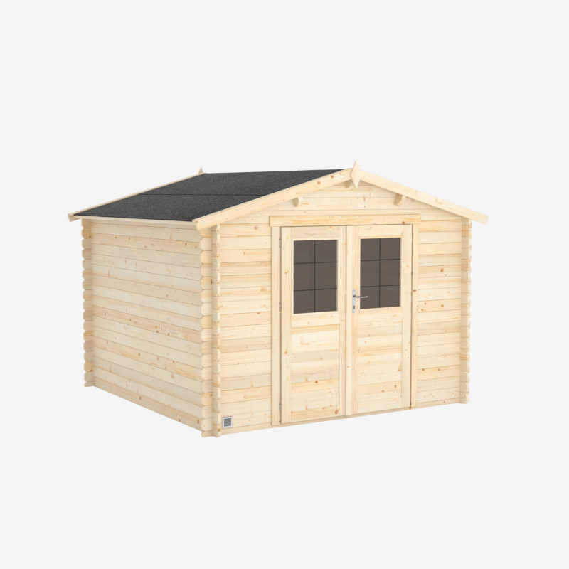 Abri de jardin JUNO 7,4m² vue de 3/4