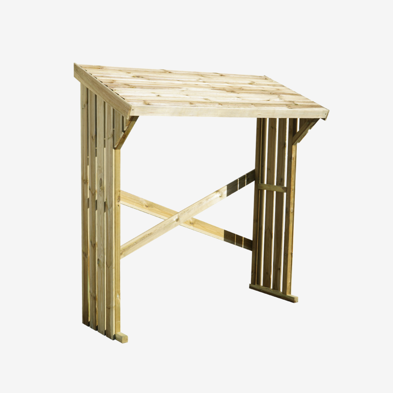 Mini abri-bûches Olbia en bois traité, vue de 3/4
