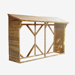 Abri-bûches MEMPHIS XL 213 x 100 x 319,5 cm en bois traité, vue de 3/4
