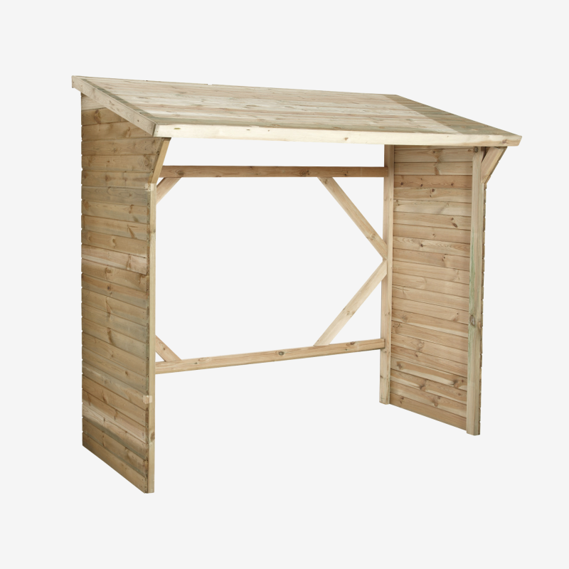 Abri-bûches MEMPHIS 203 x 114,5 x 221 cm en bois traité, vue de 3/4