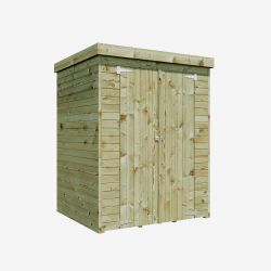 Armoire de jardin THEOFIL vue de 3/4 avec les deux portes fermées